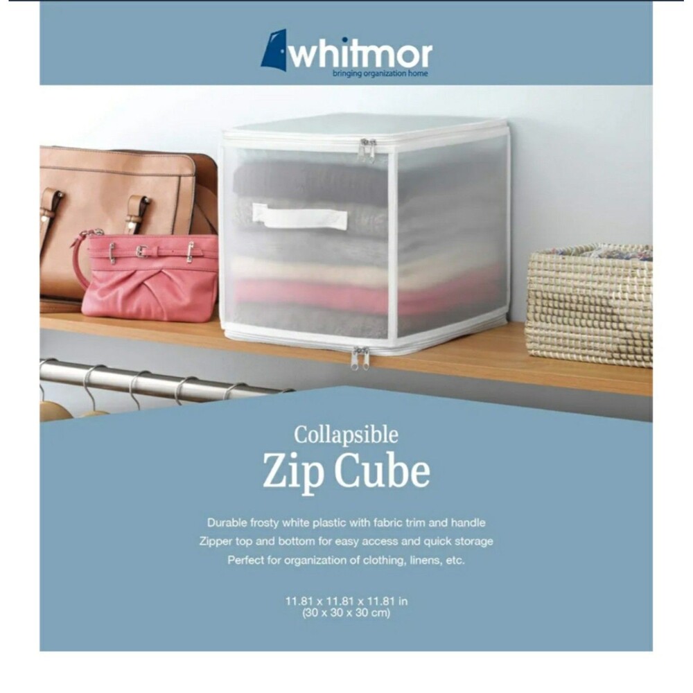 NIP1 Whitmor Collapsible Zip Cube WWW dimensions30L x 30W x 30H centimeters